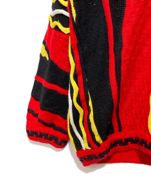 Bergati（ベルガティ）Bergati (ベルガティ) 3Dハーフジップシャツニット レッド×ブラック サイズ:XLの古着・服飾アイテム