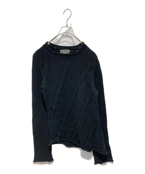 Yohji Yamamoto pour homme（ヨウジヤマモト プールオム）Yohji Yamamoto pour homme (ヨウジヤマモト プールオム) ケーブルアシンメトリーニット ブラック サイズ:Mの古着・服飾アイテム