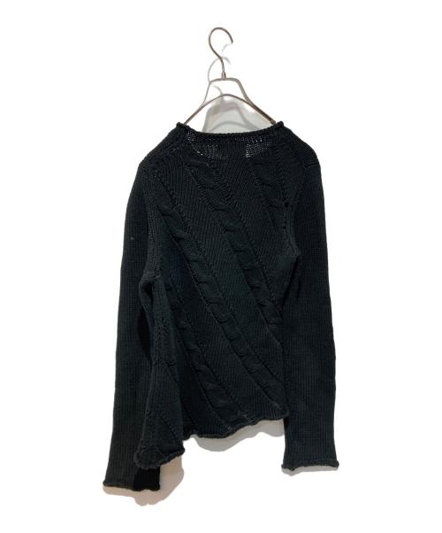Yohji Yamamoto pour homme（ヨウジヤマモト プールオム）Yohji Yamamoto pour homme (ヨウジヤマモト プールオム) ケーブルアシンメトリーニット ブラック サイズ:Mの古着・服飾アイテム