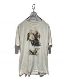 USED（ユーズド）の古着「90’s ドッグプリントTシャツ」｜ホワイト×ブラウン