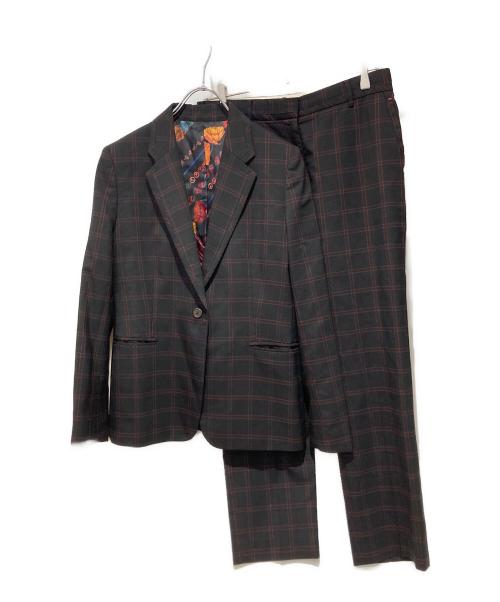 PAUL SMITH（ポールスミス）PAUL SMITH (ポールスミス) 裏地総柄チェックセットアップスーツ ブラック×レッド サイズ:42の古着・服飾アイテム