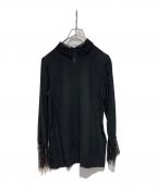 THIRD MAGAZINEサードマガジン）の古着「襟レースシルクジョーゼットブラウス」｜ブラック