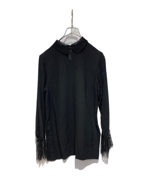 THIRD MAGAZINE（サードマガジン）THIRD MAGAZINE (サードマガジン) 襟レースシルクジョーゼットブラウス ブラック サイズ:1の古着・服飾アイテム