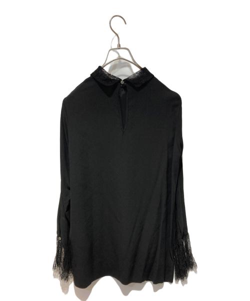 THIRD MAGAZINE（サードマガジン）THIRD MAGAZINE (サードマガジン) 襟レースシルクジョーゼットブラウス ブラック サイズ:1の古着・服飾アイテム