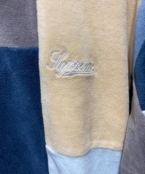 SUPREME（シュプリーム）Supreme (シュプリーム) Patchwork Velour L/S Polo イエロー×ブルー サイズ:Lの古着・服飾アイテム