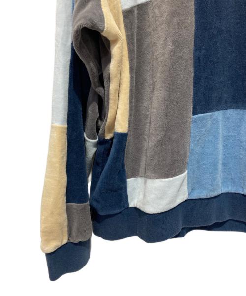SUPREME（シュプリーム）Supreme (シュプリーム) Patchwork Velour L/S Polo イエロー×ブルー サイズ:Lの古着・服飾アイテム