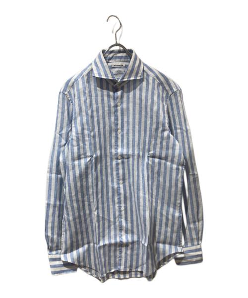 FAIRFAX（フェアファックス）FAIRFAX (フェアファックス) リネンストライプシャツ ホワイト×スカイブルー サイズ:Lの古着・服飾アイテム