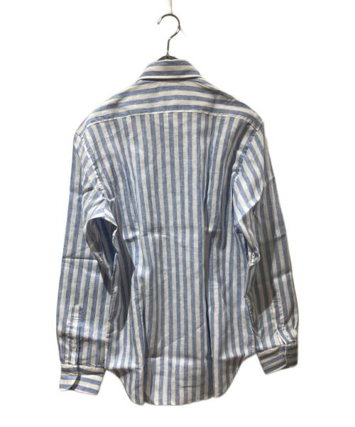 FAIRFAX（フェアファックス）FAIRFAX (フェアファックス) リネンストライプシャツ ホワイト×スカイブルー サイズ:Lの古着・服飾アイテム