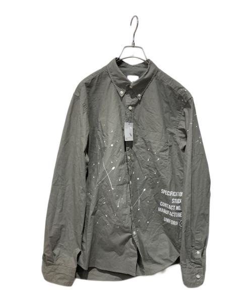 uniform experiment（ユニフォームエクスペリメント）uniform experiment (ユニフォームエクスペリメント) ドリッピングシャツ グレー サイズ:3の古着・服飾アイテム