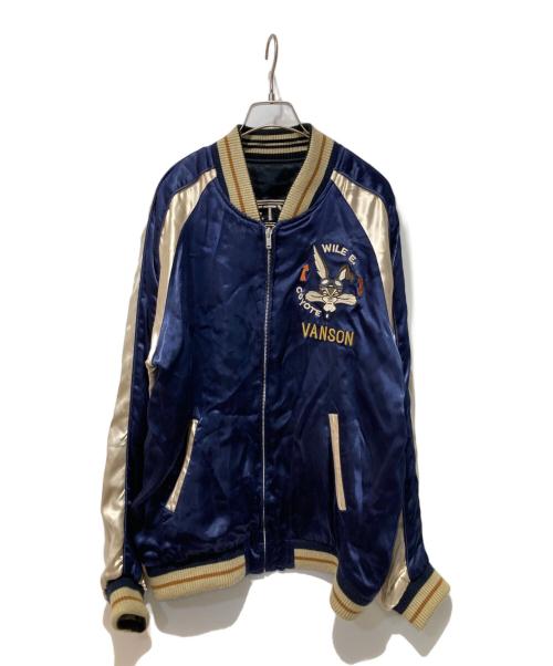 VANSON（バンソン）VANSON (バンソン) LOONEY TUNES (ルーニーチューンズ) コラボリバーシブルスカジャン ネイビー×ブラック サイズ:Ｌの古着・服飾アイテム