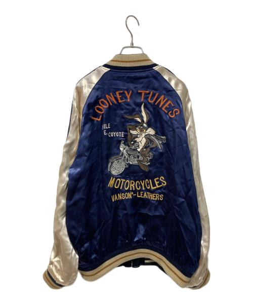 VANSON（バンソン）VANSON (バンソン) LOONEY TUNES (ルーニーチューンズ) コラボリバーシブルスカジャン ネイビー×ブラック サイズ:Ｌの古着・服飾アイテム