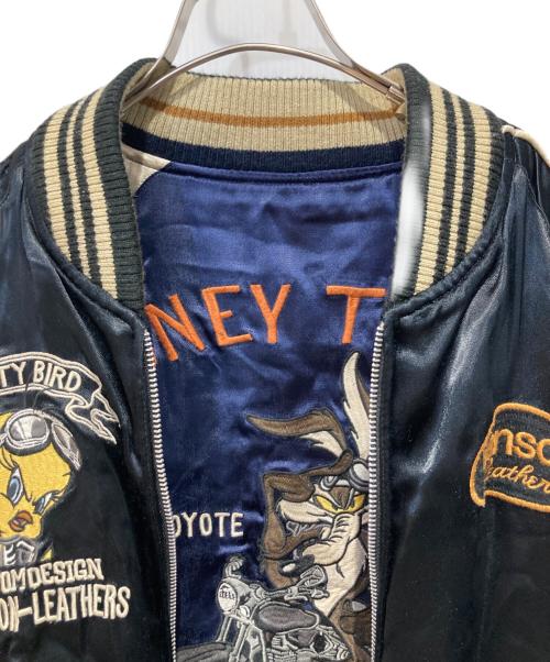 VANSON（バンソン）VANSON (バンソン) LOONEY TUNES (ルーニーチューンズ) コラボリバーシブルスカジャン ネイビー×ブラック サイズ:Ｌの古着・服飾アイテム