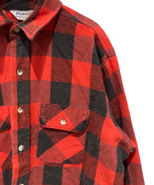 FIVE BROTHER（ファイブブラザー）FIVE BROTHER (ファイブブラザー) バッファローチェックヘビネルシャツ レッド サイズ:Lの古着・服飾アイテム