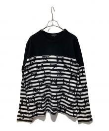 COMME des GARCONS HOMME PLUS（コムデギャルソンオムプリュス）の古着「スカルボーダーカットソー」｜ブラック×ホワイト