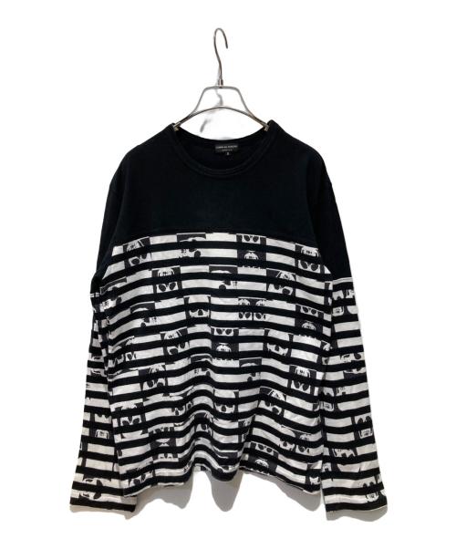 COMME des GARCONS HOMME PLUS（コムデギャルソンオムプリュス）COMME des GARCONS HOMME PLUS (コムデギャルソンオムプリュス) スカルボーダーカットソー ブラック×ホワイト サイズ:Mの古着・服飾アイテム