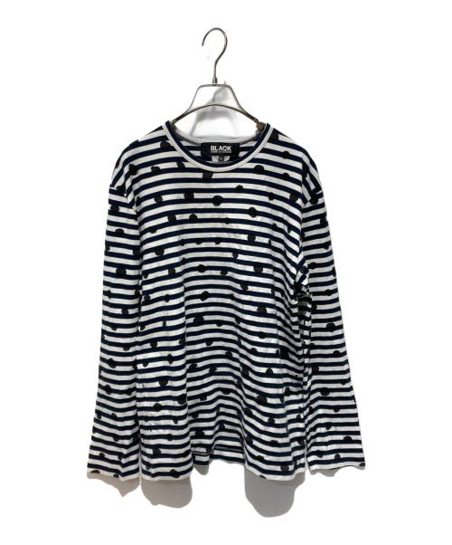 BLACK COMME des GARCONS（ブラックコムデギャルソン）BLACK COMME des GARCONS (ブラックコムデギャルソン) ボーダー×ドットカットソー ネイビー×ホワイト サイズ:Lの古着・服飾アイテム