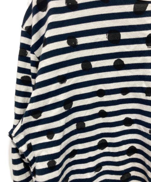 BLACK COMME des GARCONS（ブラックコムデギャルソン）BLACK COMME des GARCONS (ブラックコムデギャルソン) ボーダー×ドットカットソー ネイビー×ホワイト サイズ:Lの古着・服飾アイテム