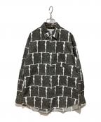 COMME des GARCONS SHIRTコムデギャルソンシャツ）の古着「総柄シャツ」｜ブラック×ホワイト
