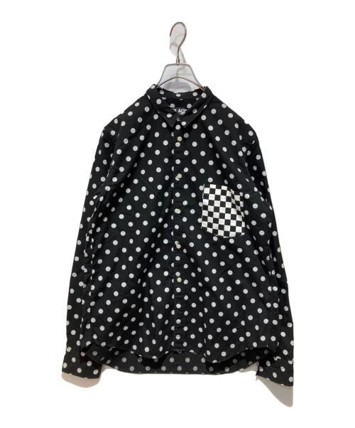 BLACK COMME des GARCONS（ブラックコムデギャルソン）BLACK COMME des GARCONS (ブラックコムデギャルソン) チェックポケットドットシャツ ブラック×ホワイト サイズ:Ｌの古着・服飾アイテム
