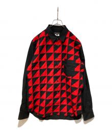 COMME des GARCONS HOMME PLUS（コムデギャルソンオムプリュス）の古着「パッチワークシャツ」｜レッド×ブラック