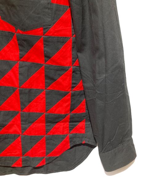 COMME des GARCONS HOMME PLUS（コムデギャルソンオムプリュス）COMME des GARCONS HOMME PLUS (コムデギャルソンオムプリュス) パッチワークシャツ レッド×ブラック サイズ:Mの古着・服飾アイテム