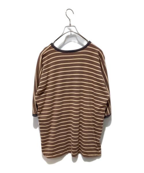 USED（ユーズド）USED (ユーズド) ダブルフェイスボーダーTシャツ ブラウン×グレー サイズ:不明の古着・服飾アイテム