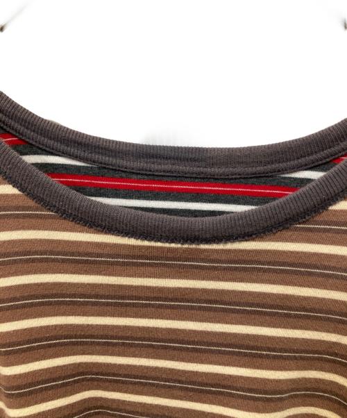 USED（ユーズド）USED (ユーズド) ダブルフェイスボーダーTシャツ ブラウン×グレー サイズ:不明の古着・服飾アイテム