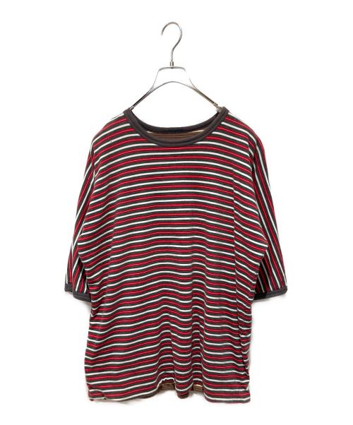 USED（ユーズド）USED (ユーズド) ダブルフェイスボーダーTシャツ ブラウン×グレー サイズ:不明の古着・服飾アイテム