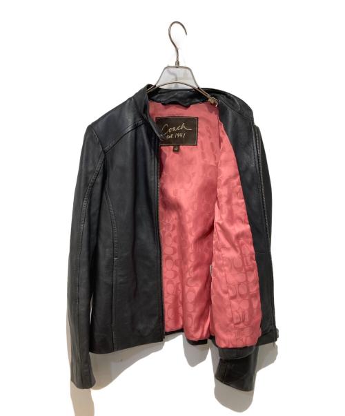 COACH（コーチ）COACH (コーチ) ラムレザージャケット ブラック サイズ:Sの古着・服飾アイテム