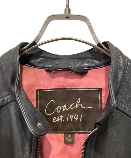 COACH（コーチ）COACH (コーチ) ラムレザージャケット ブラック サイズ:Sの古着・服飾アイテム