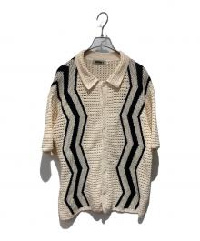 NKNIT（ンニット）の古着「S/Sジャガードニットシャツ」｜ベージュ×ブラック