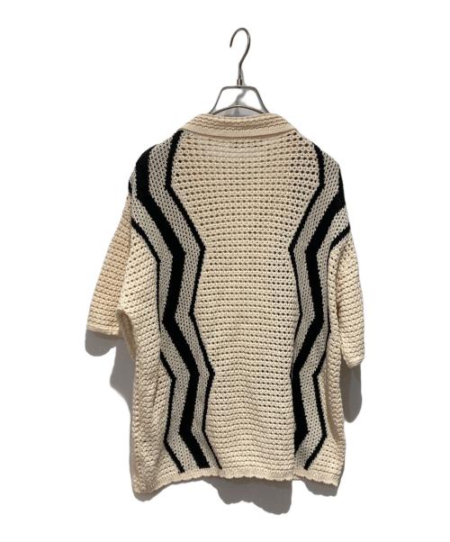 NKNIT（ンニット）NKNIT (ンニット) S/Sジャガードニットシャツ ベージュ×ブラック サイズ:FREEの古着・服飾アイテム