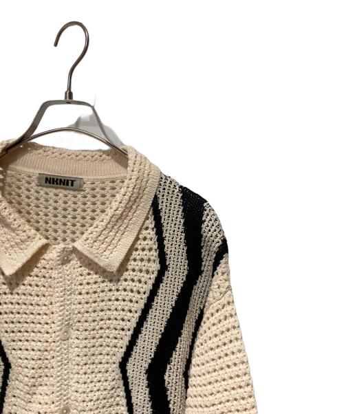 NKNIT（ンニット）NKNIT (ンニット) S/Sジャガードニットシャツ ベージュ×ブラック サイズ:FREEの古着・服飾アイテム