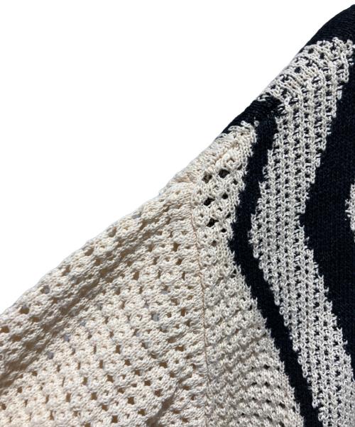 NKNIT（ンニット）NKNIT (ンニット) S/Sジャガードニットシャツ ベージュ×ブラック サイズ:FREEの古着・服飾アイテム
