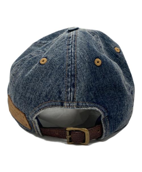 POLO RALPH LAUREN（ポロ・ラルフローレン）POLO RALPH LAUREN (ポロ・ラルフローレン) NAIOMI GLASSES (ナイオミ・グラスズ) Embroidered Denim and Suede Baseball Cap インディゴの古着・服飾アイテム