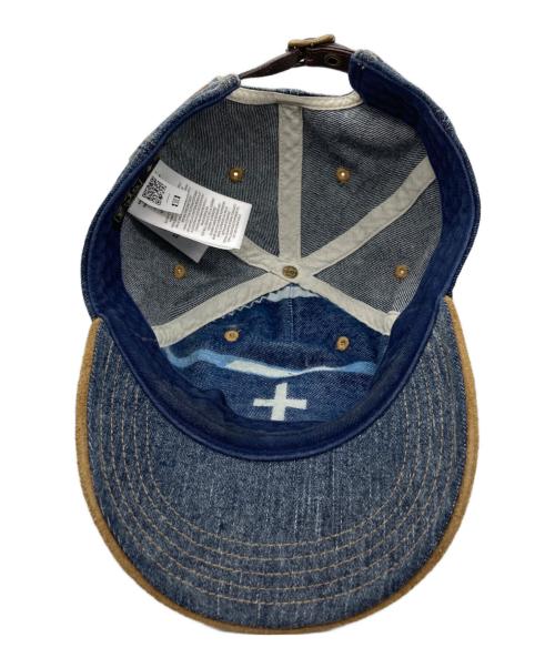 POLO RALPH LAUREN（ポロ・ラルフローレン）POLO RALPH LAUREN (ポロ・ラルフローレン) NAIOMI GLASSES (ナイオミ・グラスズ) Embroidered Denim and Suede Baseball Cap インディゴの古着・服飾アイテム