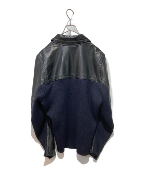 DIRK BIKKEMBERGS（ダークビッケンバーグ）DIRK BIKKEMBERGS (ダークビッケンバーグ) レザーニット切替ジャケット ブラック サイズ:46の古着・服飾アイテム