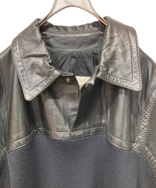 DIRK BIKKEMBERGS（ダークビッケンバーグ）DIRK BIKKEMBERGS (ダークビッケンバーグ) レザーニット切替ジャケット ブラック サイズ:46の古着・服飾アイテム