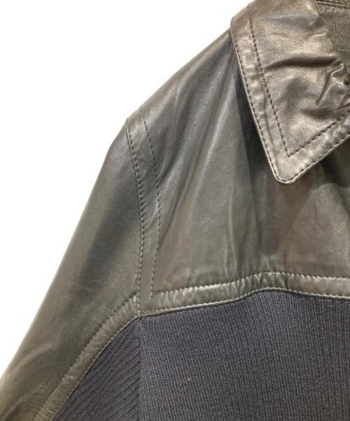 DIRK BIKKEMBERGS（ダークビッケンバーグ）DIRK BIKKEMBERGS (ダークビッケンバーグ) レザーニット切替ジャケット ブラック サイズ:46の古着・服飾アイテム