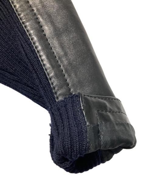 DIRK BIKKEMBERGS（ダークビッケンバーグ）DIRK BIKKEMBERGS (ダークビッケンバーグ) レザーニット切替ジャケット ブラック サイズ:46の古着・服飾アイテム