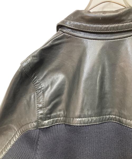 DIRK BIKKEMBERGS（ダークビッケンバーグ）DIRK BIKKEMBERGS (ダークビッケンバーグ) レザーニット切替ジャケット ブラック サイズ:46の古着・服飾アイテム
