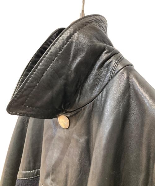 DIRK BIKKEMBERGS（ダークビッケンバーグ）DIRK BIKKEMBERGS (ダークビッケンバーグ) レザーニット切替ジャケット ブラック サイズ:46の古着・服飾アイテム