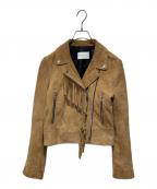Sandroサンドロ）の古着「フリンジスウェードレザージャケット」｜ベージュ