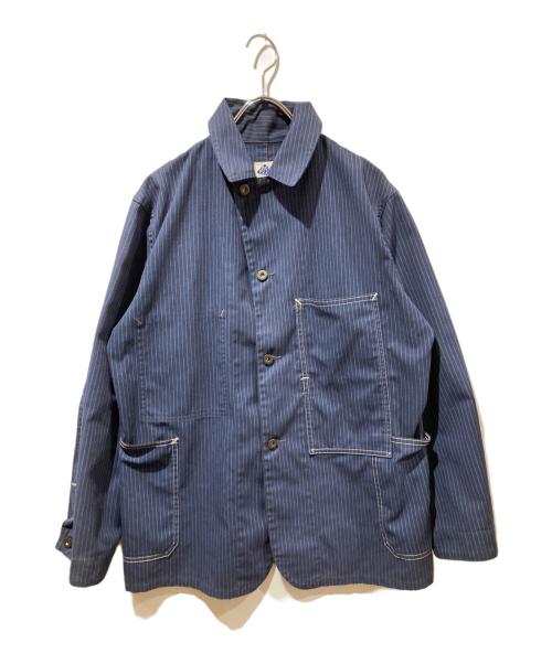 POST O'ALLS（ポストオーバーオールズ）POST O'ALLS (ポストオーバーオールズ) ストライプカバーオール インディゴ サイズ:Sの古着・服飾アイテム