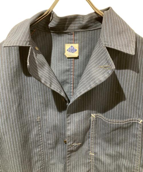 POST O'ALLS（ポストオーバーオールズ）POST O'ALLS (ポストオーバーオールズ) ストライプカバーオール インディゴ サイズ:Sの古着・服飾アイテム