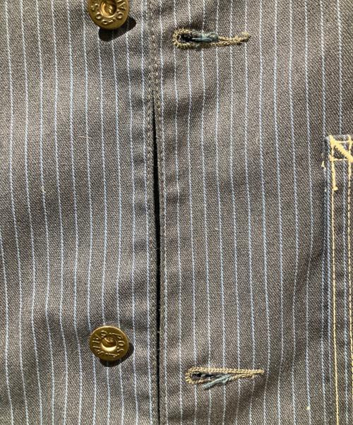 POST O'ALLS（ポストオーバーオールズ）POST O'ALLS (ポストオーバーオールズ) ストライプカバーオール インディゴ サイズ:Sの古着・服飾アイテム