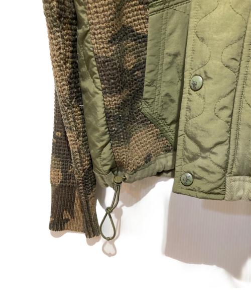 POLO RALPH LAUREN（ポロ・ラルフローレン）POLO RALPH LAUREN (ポロ・ラルフローレン) 切替ニットパーカージャケット カーキ×ベージュ サイズ:Mの古着・服飾アイテム