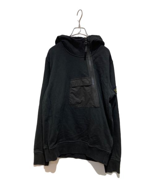 STONE ISLAND（ストーンアイランド）STONE ISLAND (ストーンアイランド) Asymmetric Half Zip ブラック サイズ:Mの古着・服飾アイテム
