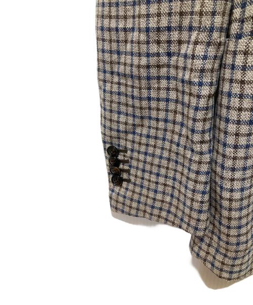 BARBA（バルバ）BARBA (バルバ) シルク混チェックジャケット ベージュ サイズ:48の古着・服飾アイテム