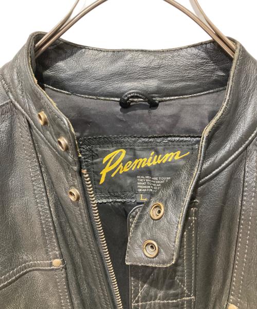 premium（-）Premium (-) シングルライダースジャケット ブラック サイズ:Ｌの古着・服飾アイテム